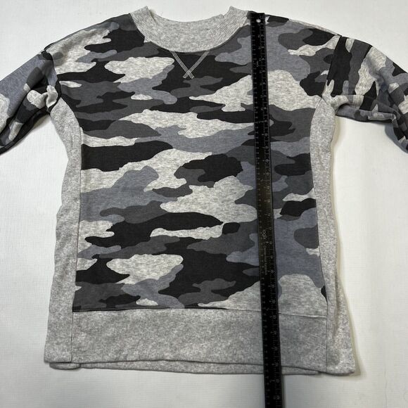 Aerie Sweatshirt Womens XS Gray Camo Boxy Side Slits Oversized Pullover NEW - Picture 4 of 9